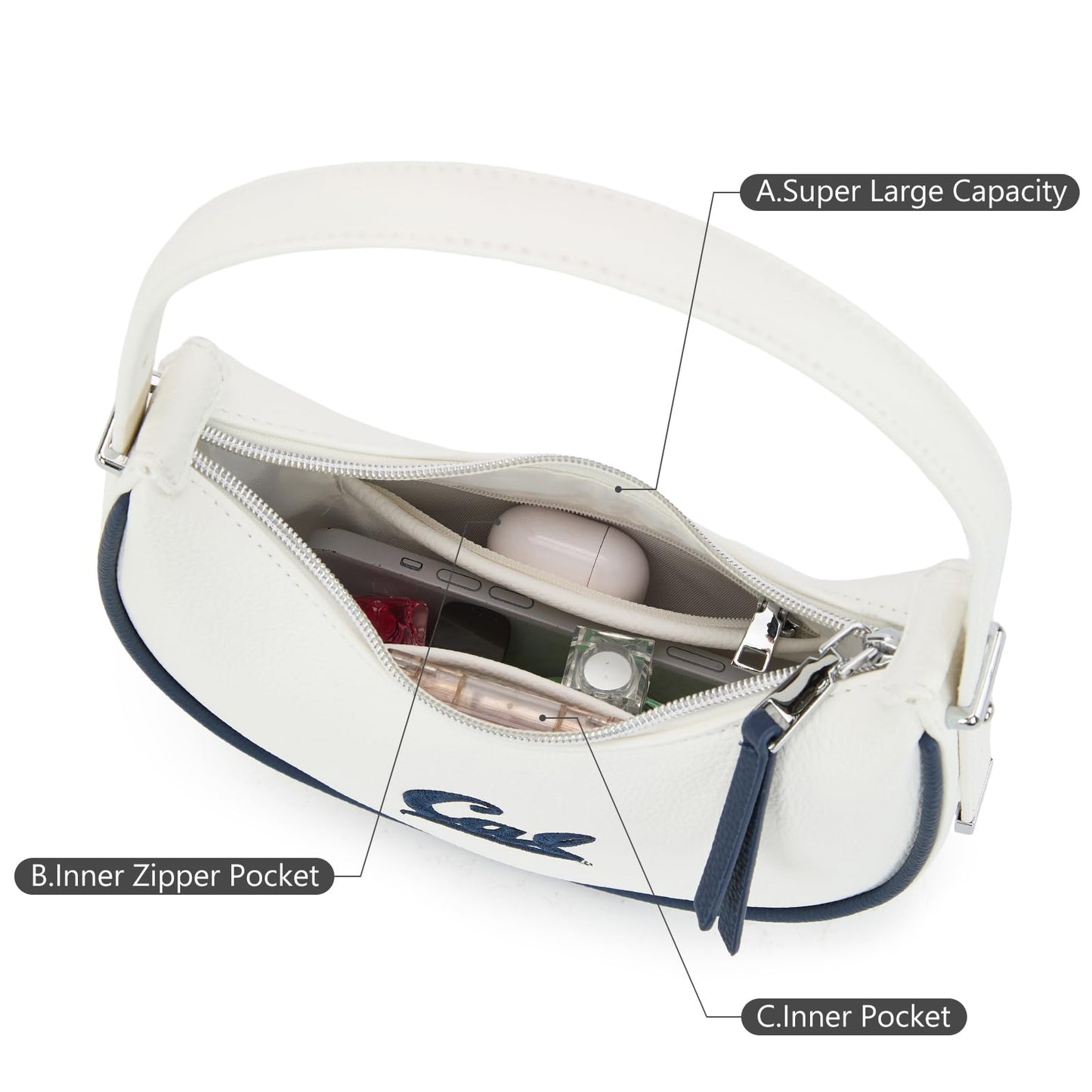 NCAA Crescent Shoulder Bag for Women, Half Moon Clutch Purses for Birthday/Graduation Gifts