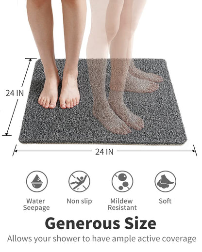 Non Slip Shower Mat, Comfortable Bath mat for Textured Surface,Quick Drying Easy Cleaning Shower Floor Mat for Wet Area,Without Suction Cups Pink 24 x 24