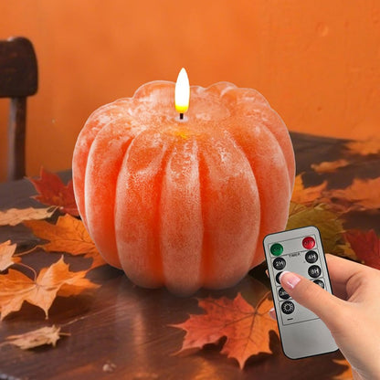 Fall Decor, Fall Decorations for Home - Flameless Pumpkin Candle with Timer Remote - Room Bedroom Table Farmhouse Decor for Halloween, Thanksgiving, Orange+White
