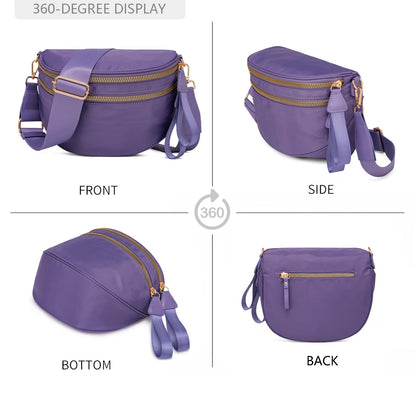 Pure Colour Crossbody Bum Bags for Women Spacious Checkered Cross body Bag Nylon Trendy Fanny Pack for Travel