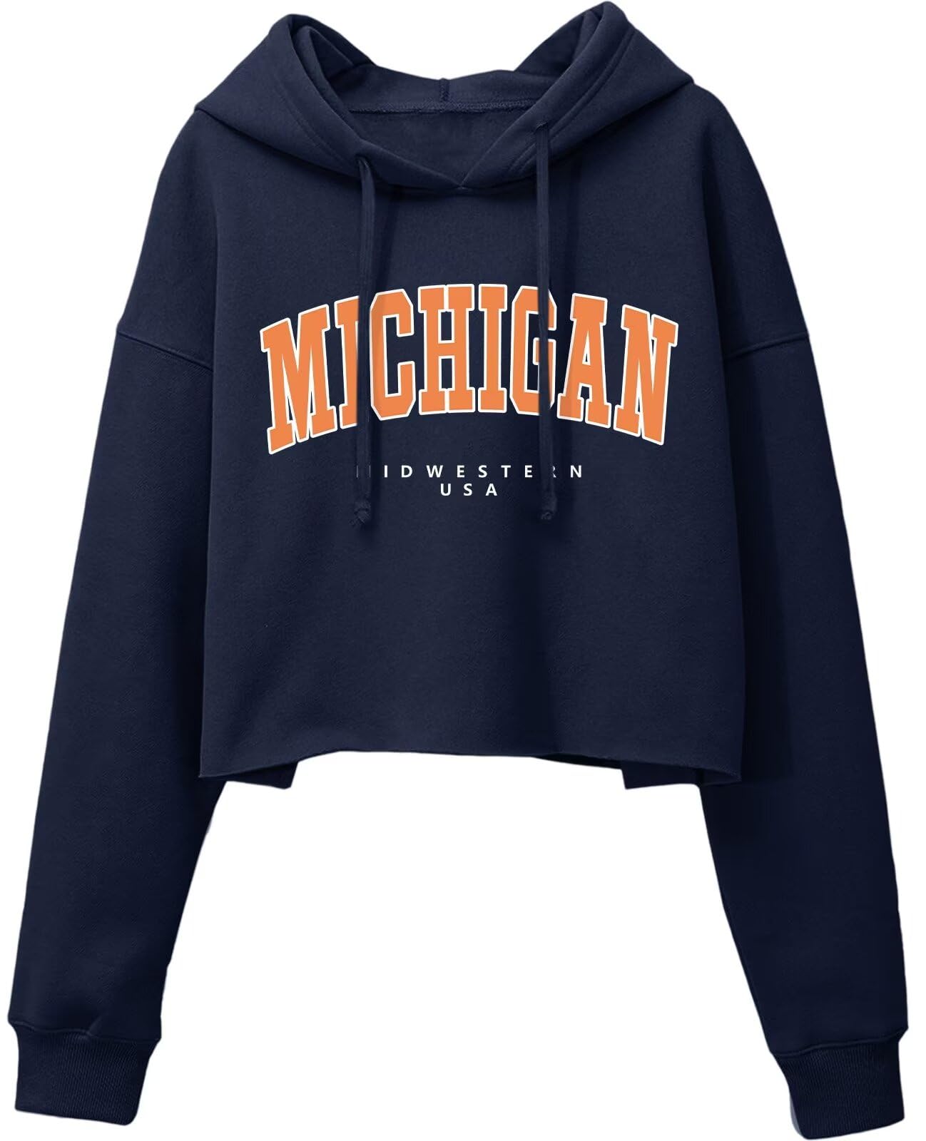 ORANDESIGNE Woman Graphic Print Cropped Hoodie Long Sleeve Fleece Pullover | 60% Cotton,Soft Fleece Fabric,Durable Letter Graphic Print,Drop Shoulder,Loose Fit,Easy Care,Going Out,Fall&Winter Casual