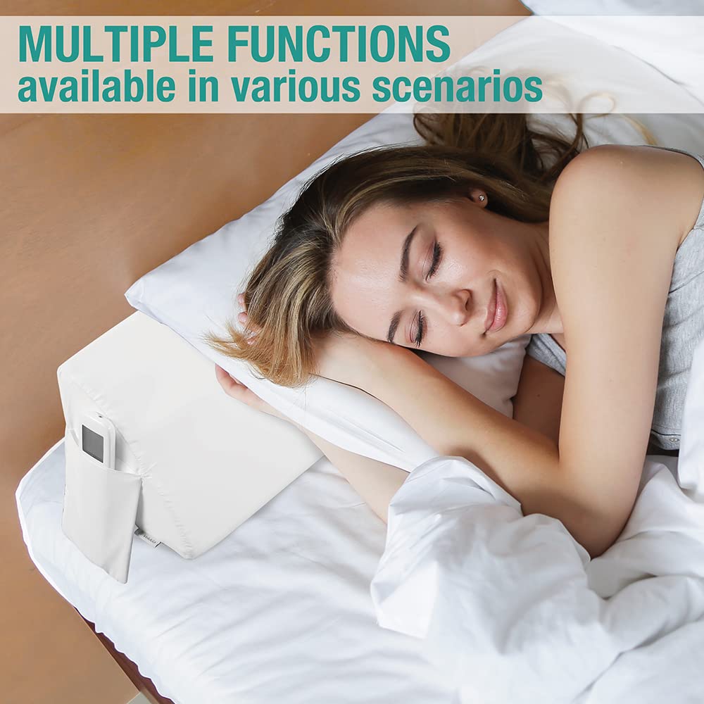 Vekkia King Bed Wedge Pillow for Headboard Gap, 0–6" Gap Filler with Side Pockets & Washable Cover, Gray 76"x10"x6"