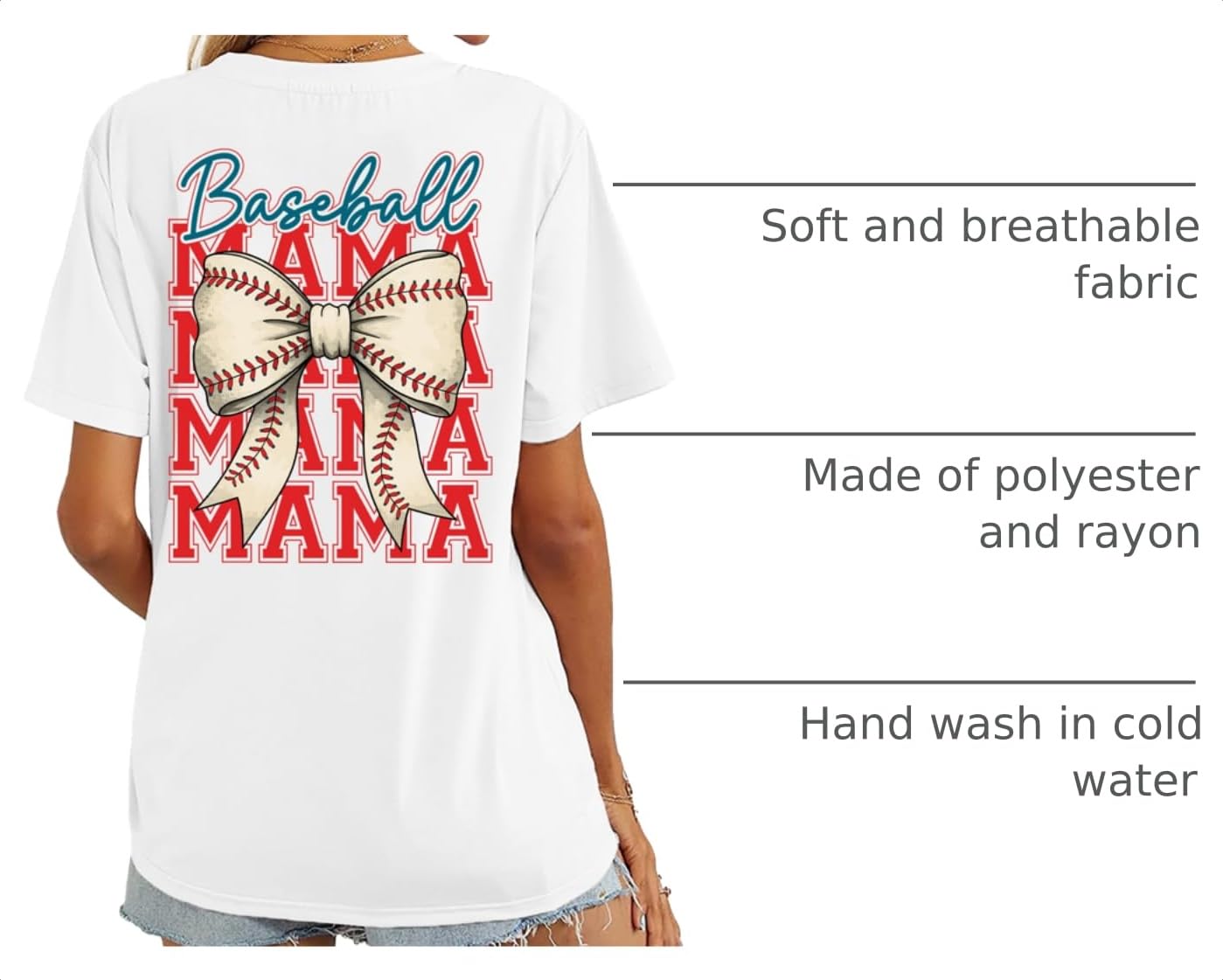 Baseball Mom Shirt for Women: Funny Baseball Tee Shirt Baseball Mama Short Sleeve Casual Tee Tops