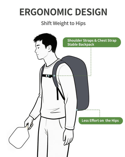 sportsnew Waterproof Pickleball Bag Men Women W/Shoe Compartment Fence Hook