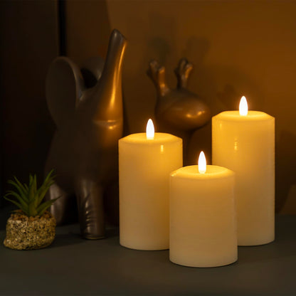 ANGELLOONG Gold Candles for Bathroom Decor, Glass Flameless Candles with Remote, Battery Operated LED Pillar Fake Candles with Timer for Christmas Home Fireplace Mantle Fall Decor