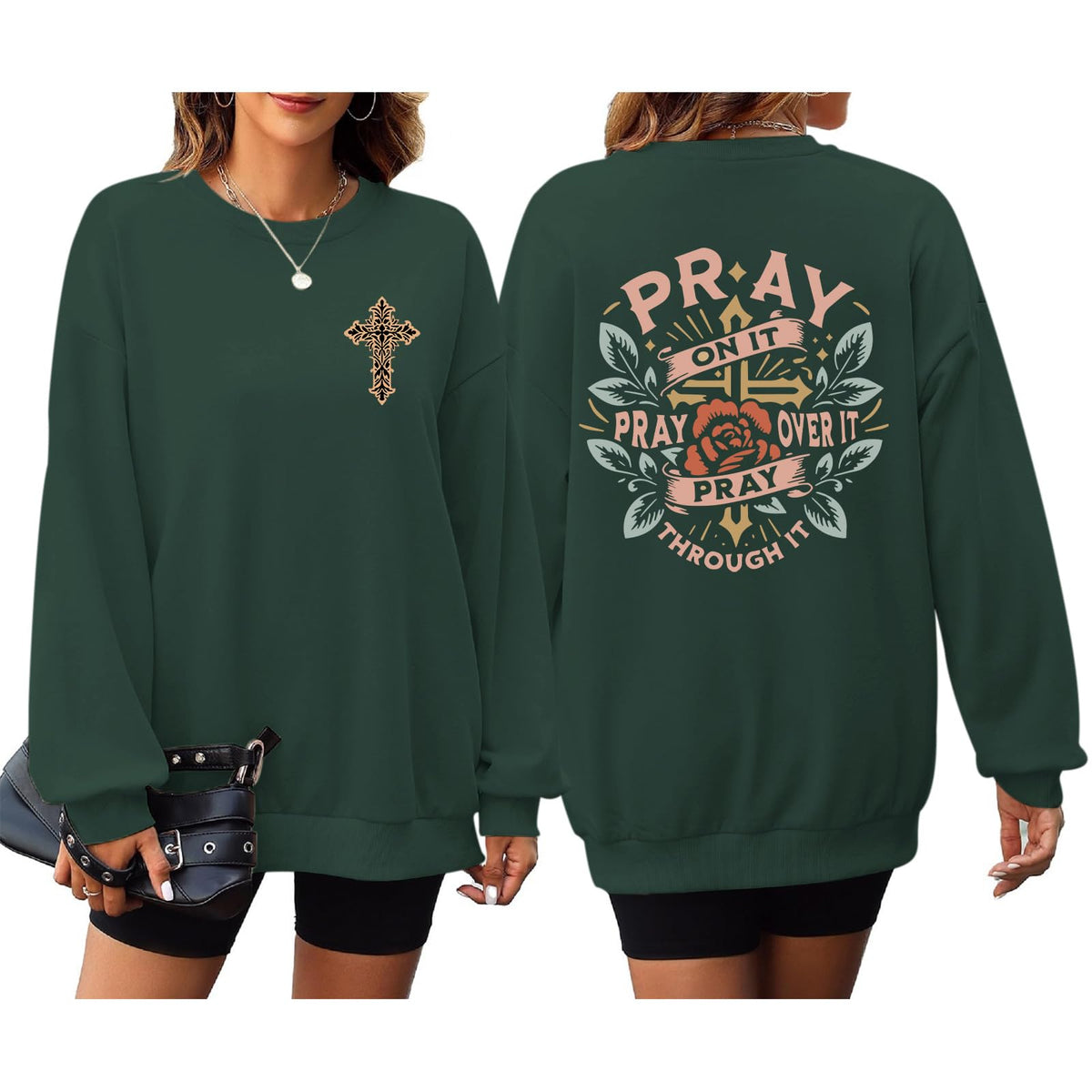 Pairxily Christian Crewneck Sweatshirts for Women Pray Bible Verse