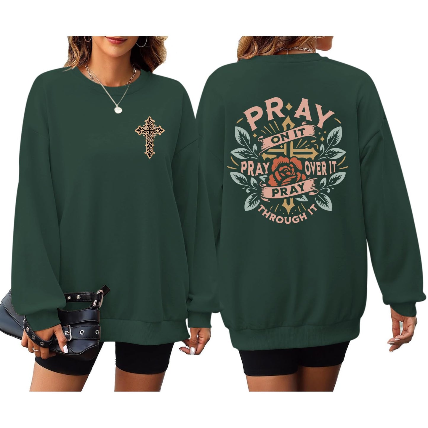 Pairxily Christian Crewneck Sweatshirts for Women Pray Bible Verse