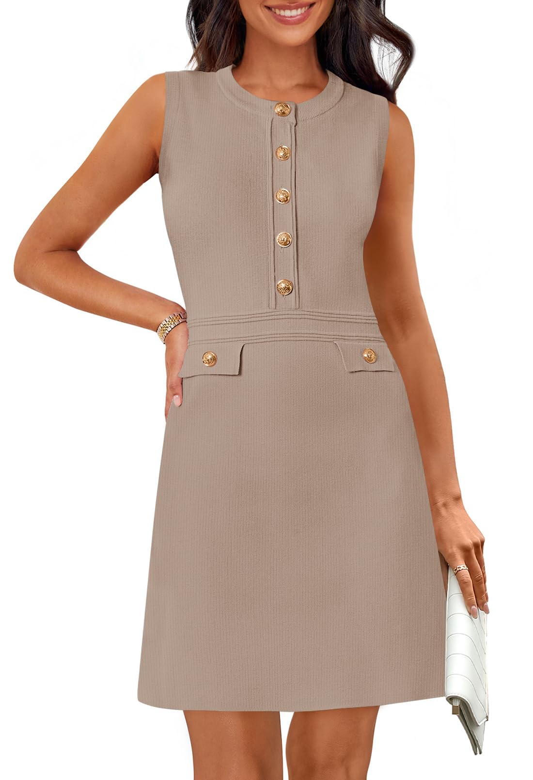 MEROKEETY Womens Summer Business Casual Mini Sweater Dress