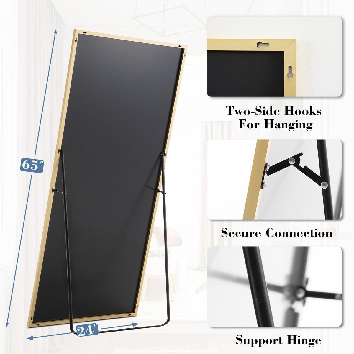 DUMOS 59"x16" Arched Full Length Mirror with Stand