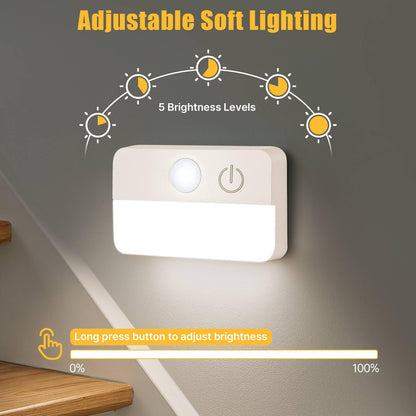 Guankai 8 Pack Motion Sensor Stair Light for Indoor, Battery Operated Closet Lights, Wireless Stick on Anywhere Hallway Lamp, Portable Led Night Lamps for Bedroom Under Cabinet Kitchen