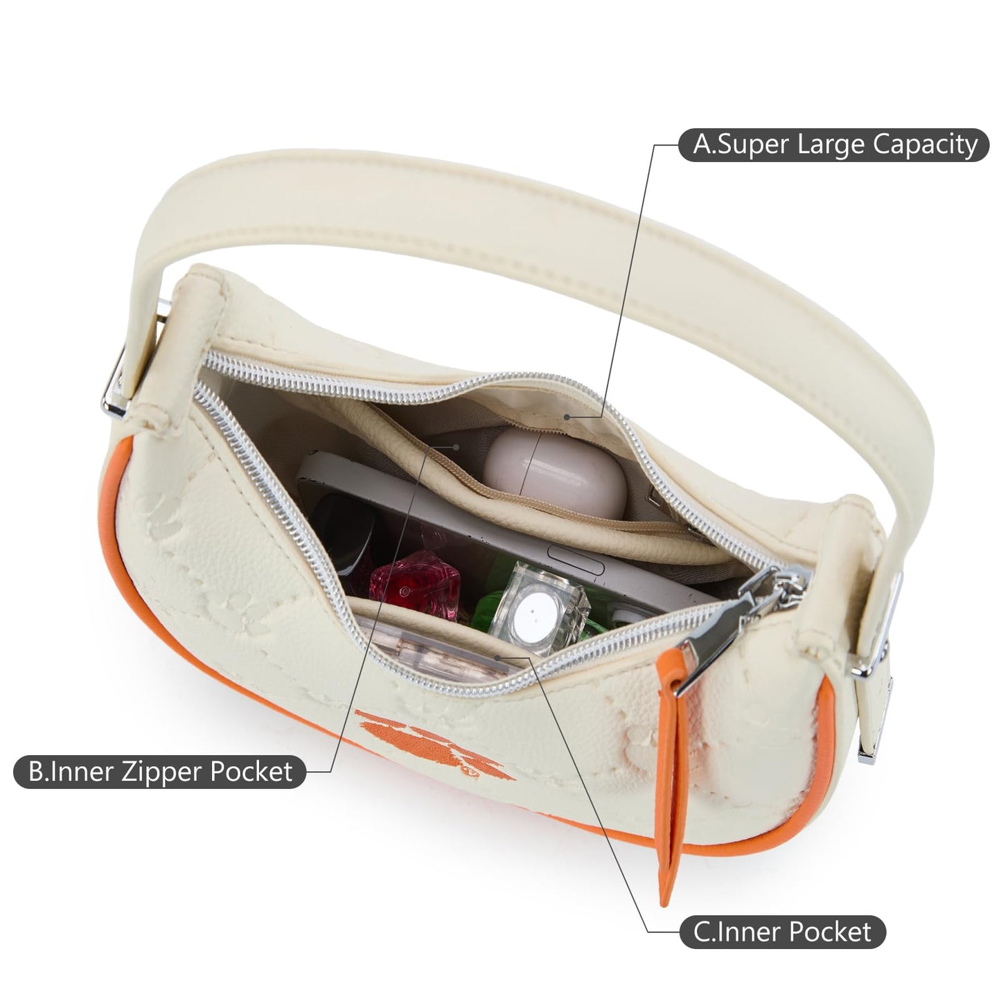 NCAA Crescent Shoulder Bag for Women, Half Moon Clutch Purses for Birthday/Graduation Gifts