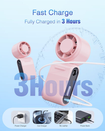 Mini Portable Handheld Turbo Fan – Small But Mighty, Whisper-Quiet, Long-Lasting, 5-Speed High-Velocity Rechargeable Battery Fan, Personal Fan for Outdoor, Travel, Gifts for Women & Men(pink)