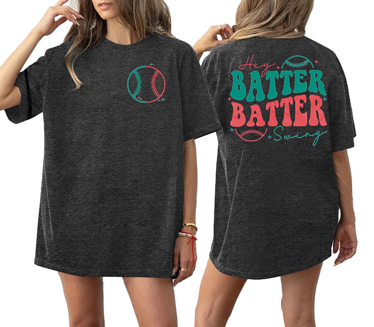 Baseball Shirts Women Oversized: Baseball Mom Tshirt Hey Batter Batter Swing Graphic Tee Ballparks Tops