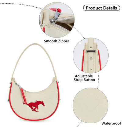 NCAA Crescent Shoulder Bag for Women, Half Moon Clutch Purses for Birthday/Graduation Gifts