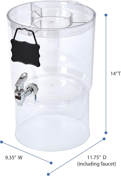 Buddeez Durable 2 Gallon Beverage Dispenser with Stand - Stackable Drink Server for Parties - Includes Party Top Lid and Chalk board Tag
