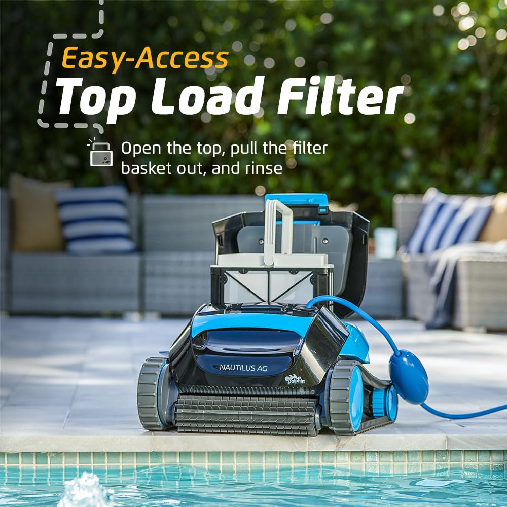 Dolphin Nautilus CC Automatic Robotic Pool Vacuum Cleaner, Wall Climbing Scrubber Brush, Top Load Filter Access, Ideal for Above/In-Ground Pools up to 33 FT in Length