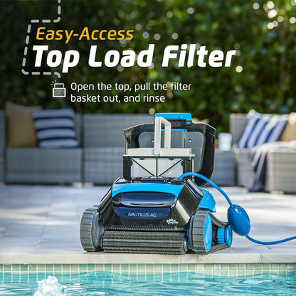 Dolphin Nautilus CC Automatic Robotic Pool Vacuum Cleaner, Wall Climbing Scrubber Brush, Top Load Filter Access, Ideal for Above/In-Ground Pools up to 33 FT in Length
