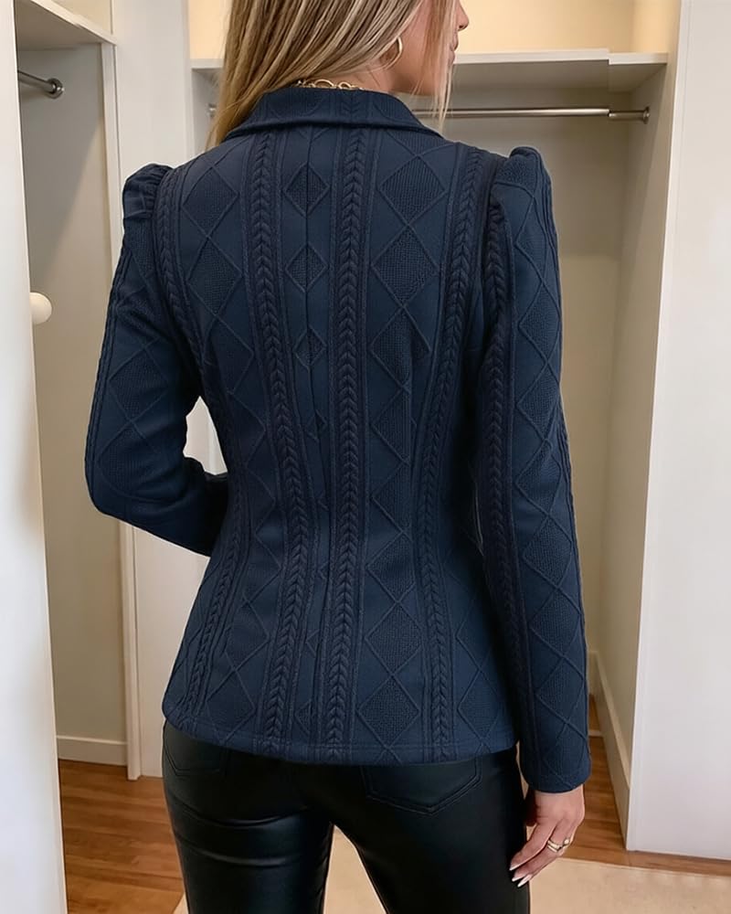 CHICME Women's Argyle Knit Blazer