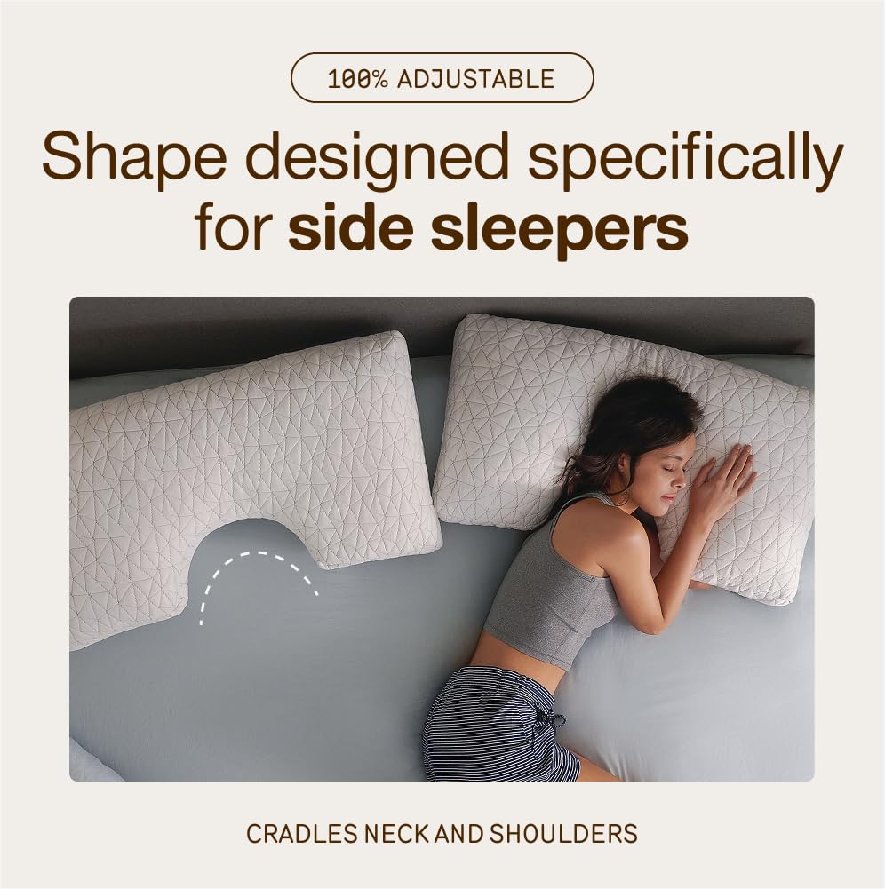 Coop Home Goods Original Adjustable Pillow, Queen Size Bed Pillows for Sleeping, Cross Cut Memory Foam Pillows - Medium Firm Back, Stomach and Side Sleeper Pillow, CertiPUR-US/GREENGUARD Gold