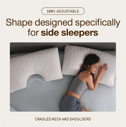 Coop Home Goods Original Adjustable Pillow, Queen Size Bed Pillows for Sleeping, Cross Cut Memory Foam Pillows - Medium Firm Back, Stomach and Side Sleeper Pillow, CertiPUR-US/GREENGUARD Gold
