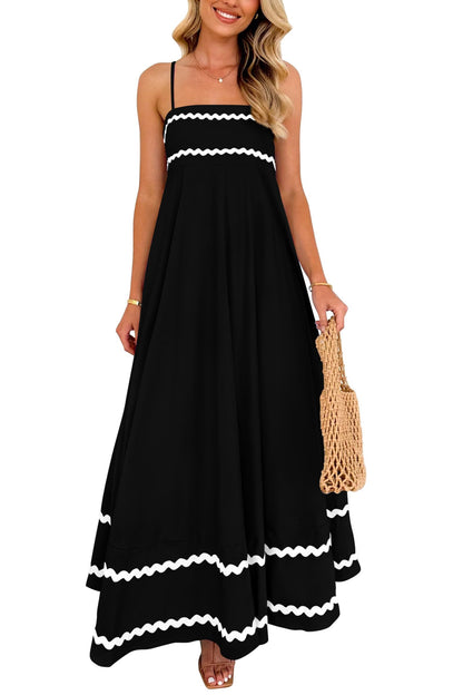 PRETTYGARDEN Women's Summer Spaghetti Strap Boho Maxi Dress