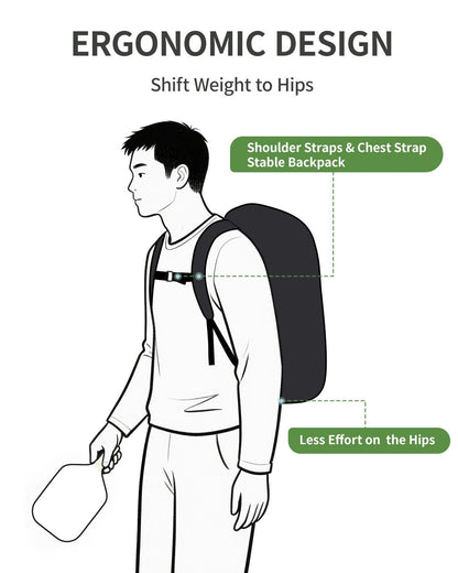 sportsnew Waterproof Pickleball Bag Men Women W/Shoe Compartment Fence Hook