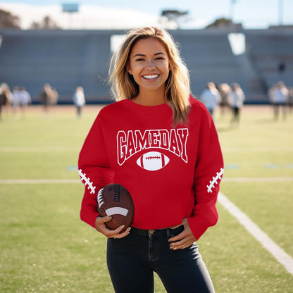 FAYALEQ Game Day Sweatshirts Women Football Sweatshirt Football Rugby Pullovers Casual Game Day Fan Pullover Top