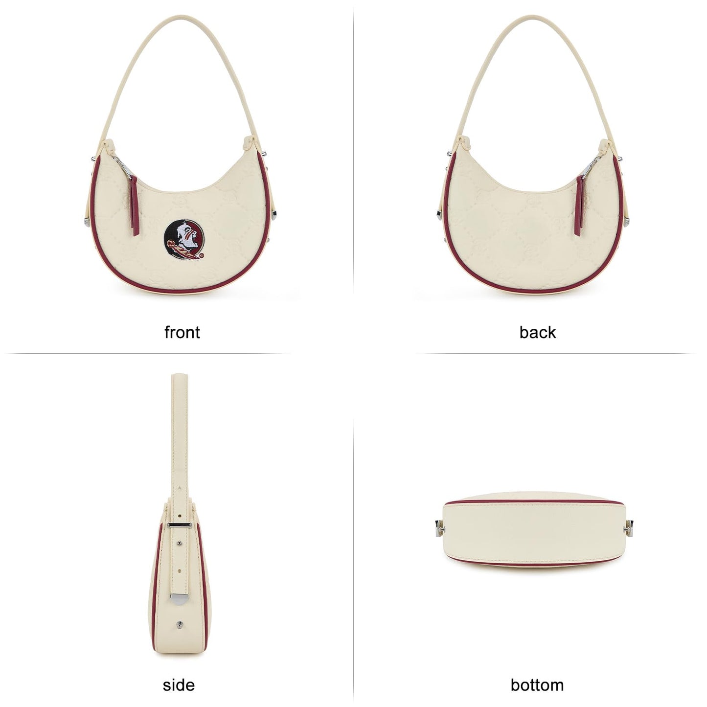 NCAA Crescent Shoulder Bag for Women, Half Moon Clutch Purses for Birthday/Graduation Gifts