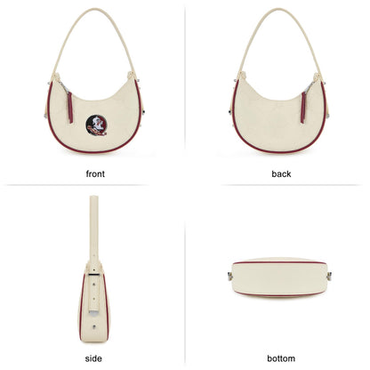 NCAA Crescent Shoulder Bag for Women, Half Moon Clutch Purses for Birthday/Graduation Gifts