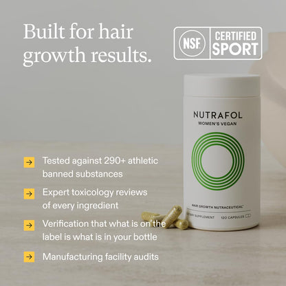 Nutrafol Women's Hair Growth Supplements, for Women 18-44 Years Old, Clinically Tested for Visibly Thicker, Stronger Hair, 100% Vegan Ingredients, Dermatologist Recommended - 1 Month Supply