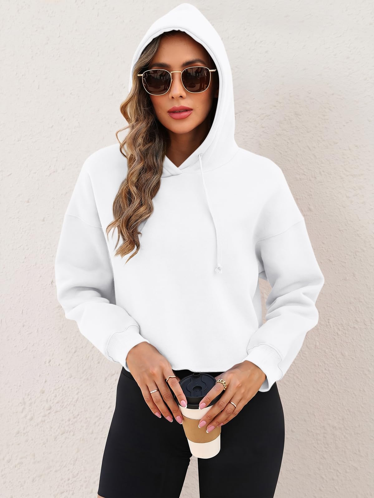 ORANDESIGNE Woman Graphic Print Cropped Hoodie Long Sleeve Fleece Pullover | 60% Cotton,Soft Fleece Fabric,Durable Letter Graphic Print,Drop Shoulder,Loose Fit,Easy Care,Going Out,Fall&Winter Casual