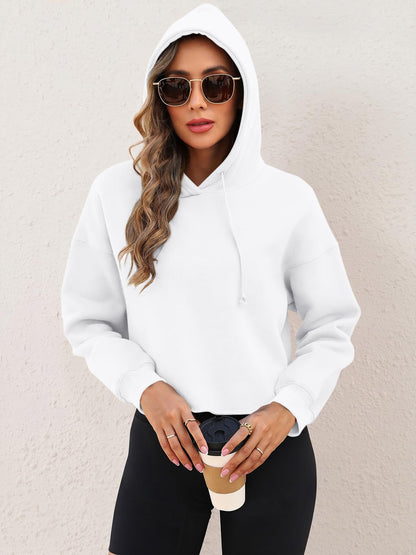 ORANDESIGNE Woman Graphic Print Cropped Hoodie Long Sleeve Fleece Pullover | 60% Cotton,Soft Fleece Fabric,Durable Letter Graphic Print,Drop Shoulder,Loose Fit,Easy Care,Going Out,Fall&Winter Casual