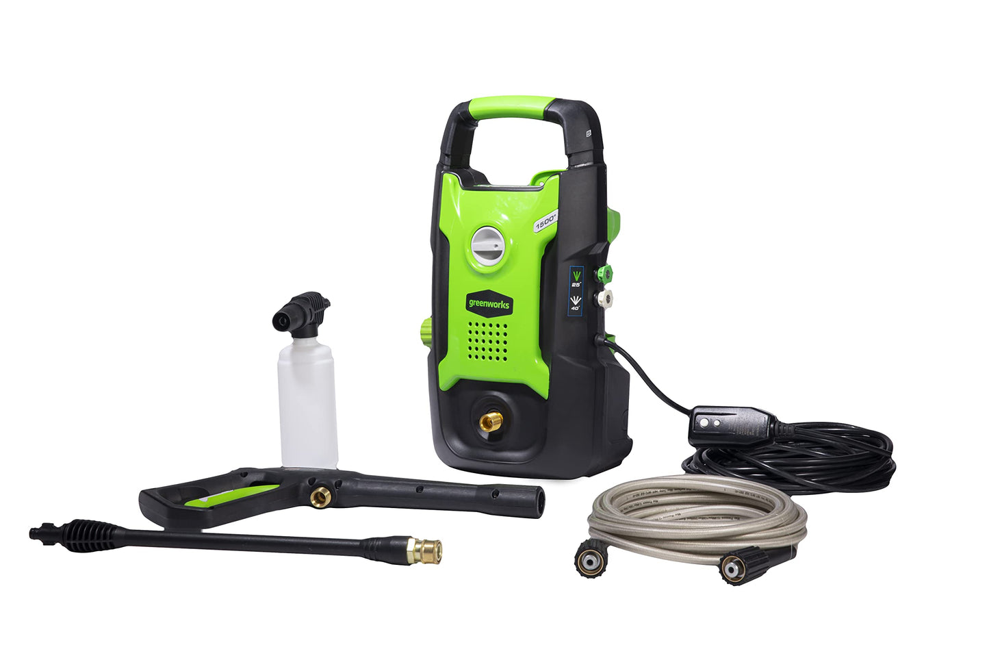 Greenworks 3000 PSI (2.0 GPM Max) Brushless Electric Pressure Washer (15°, 25°, 40°, Turbo and Soap Nozzle) for Use On Decks, Fences, Driveways, Sidewalks, Siding & More. Heavy-Duty