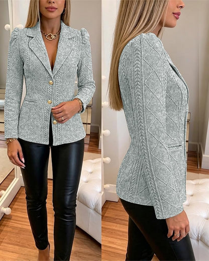 CHICME Women's Argyle Knit Blazer