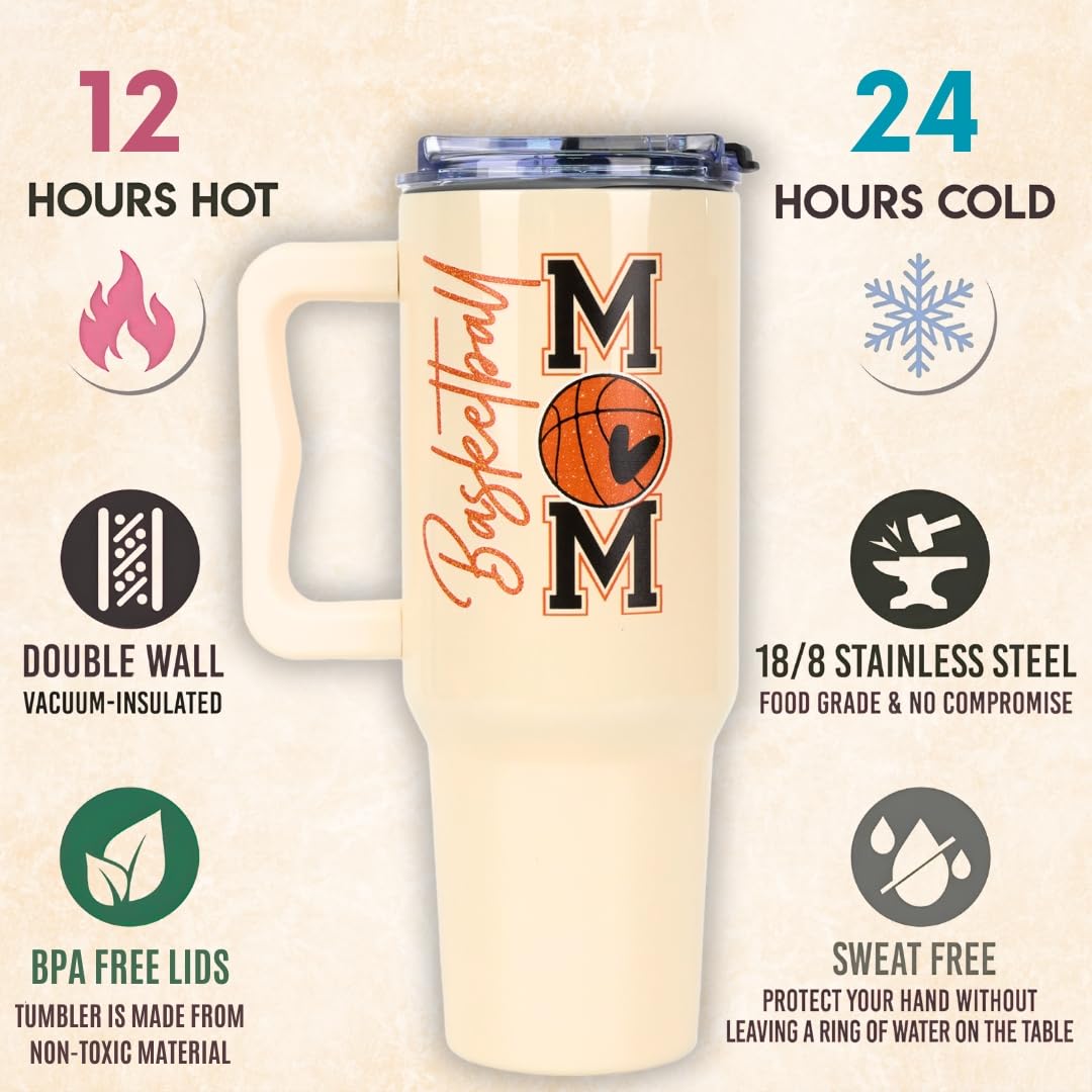 Baseball Mom Gifts - Perfect for Moms from Kids, Friends - Birthday & Christmas - 40oz Tumbler with Handle