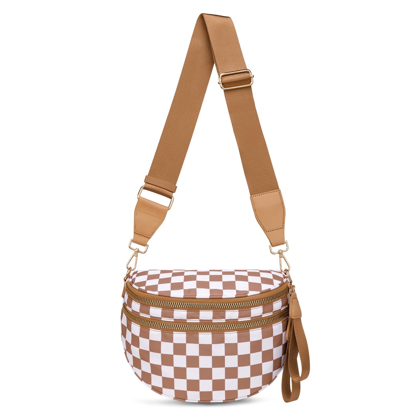 Pure Colour Crossbody Bum Bags for Women Spacious Checkered Cross body Bag Nylon Trendy Fanny Pack for Travel