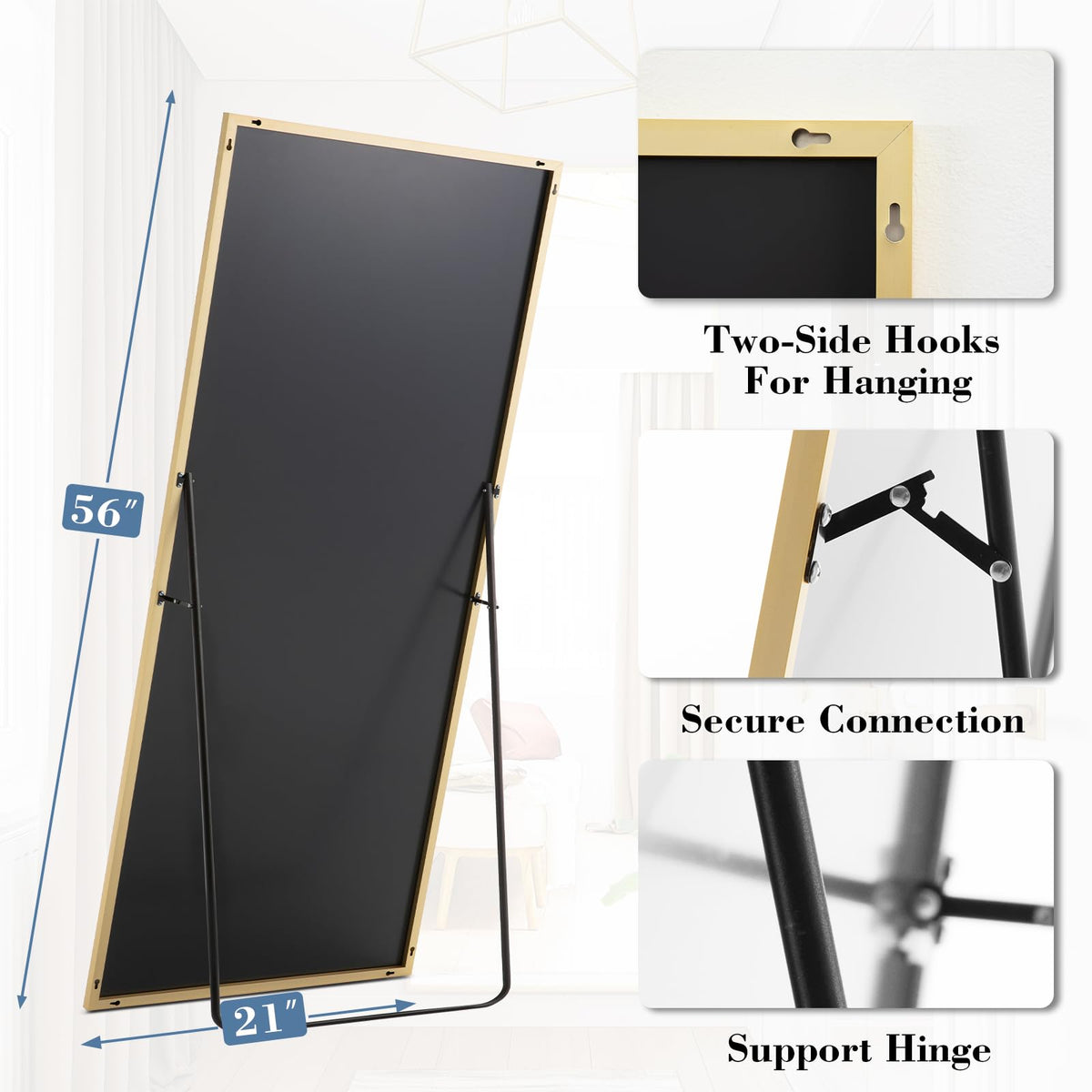 DUMOS 59"x16" Arched Full Length Mirror with Stand