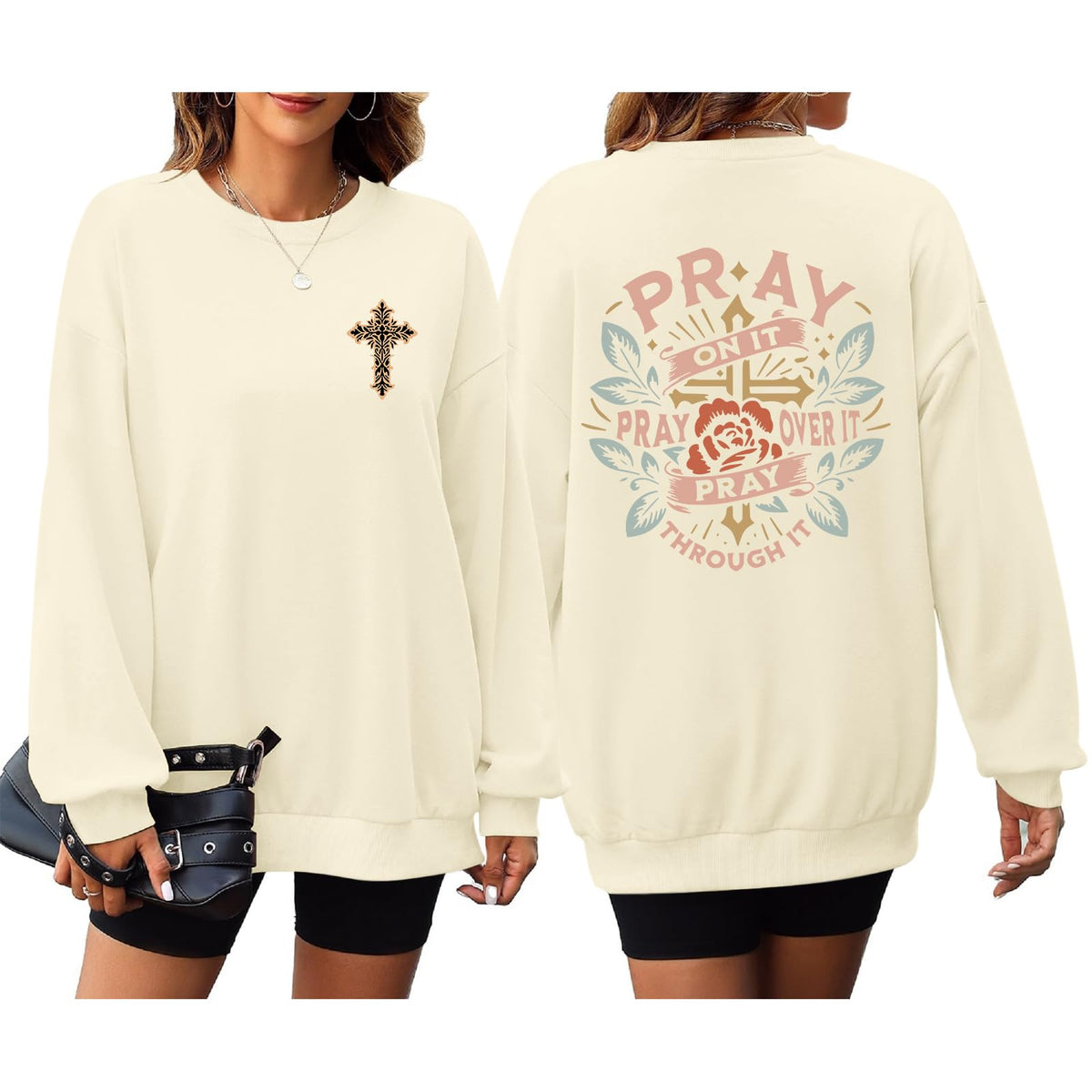 Pairxily Christian Crewneck Sweatshirts for Women Pray Bible Verse