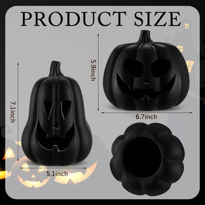 Tioncy 2 Pack Fall Decor Halloween Decorations Terracotta Pumpkin Decoration Handmade Clay Pumpkin Jack-o-Lantern Halloween Tealight Holder Rustic Farmhouse Fall Home Decor for Table(Orange)