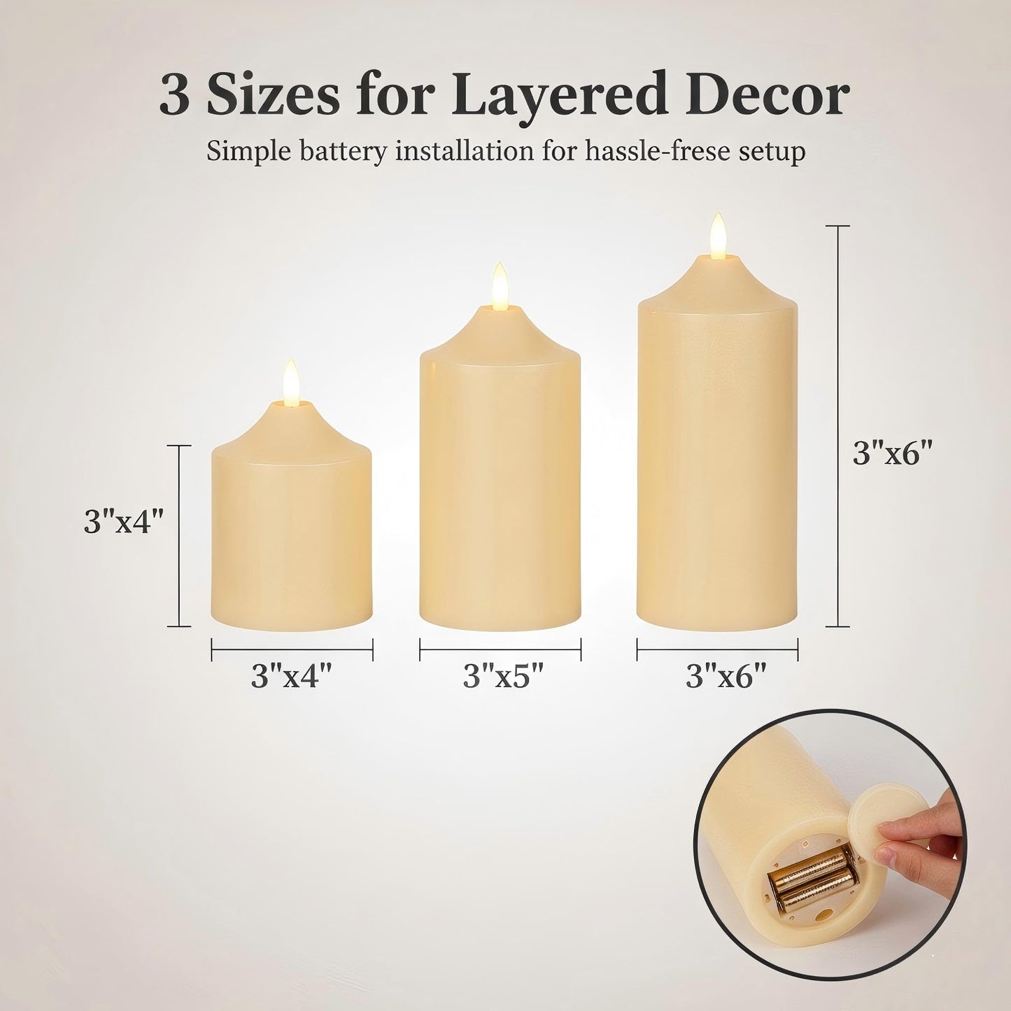 ANGELLOONG Gold Candles for Bathroom Decor, Glass Flameless Candles with Remote, Battery Operated LED Pillar Fake Candles with Timer for Christmas Home Fireplace Mantle Fall Decor