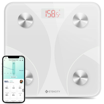 Etekcity Upgraded Smart Scale for Body Weight, FSA&HSA Eligible, Bathroom Digital Scale with BMI, Body Fat, Muscle Mass, 13 Metrics with a Large Display, Support Offline Mode and Apps Connection