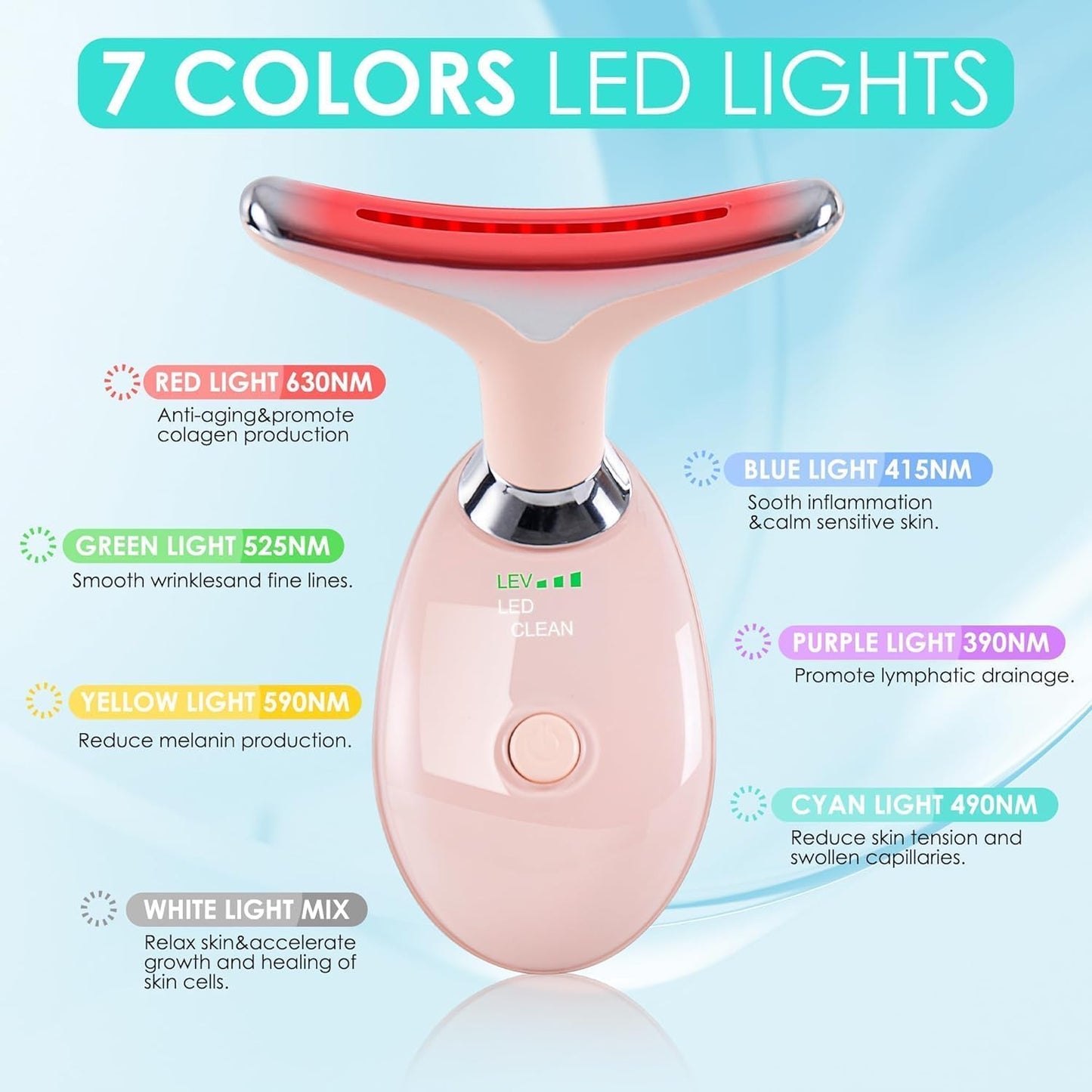 Facial Massager Face and Neck, Face 𝖲 culpting Wand Tool with 7 Color - Birthday, Christmas, Mothers Day, Valentines Day Gifts for Her Women Mom Best Friend Wife Teacher (White)