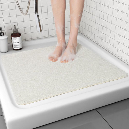 Non Slip Shower Mat, Comfortable Bath mat for Textured Surface,Quick Drying Easy Cleaning Shower Floor Mat for Wet Area,Without Suction Cups Pink 24 x 24