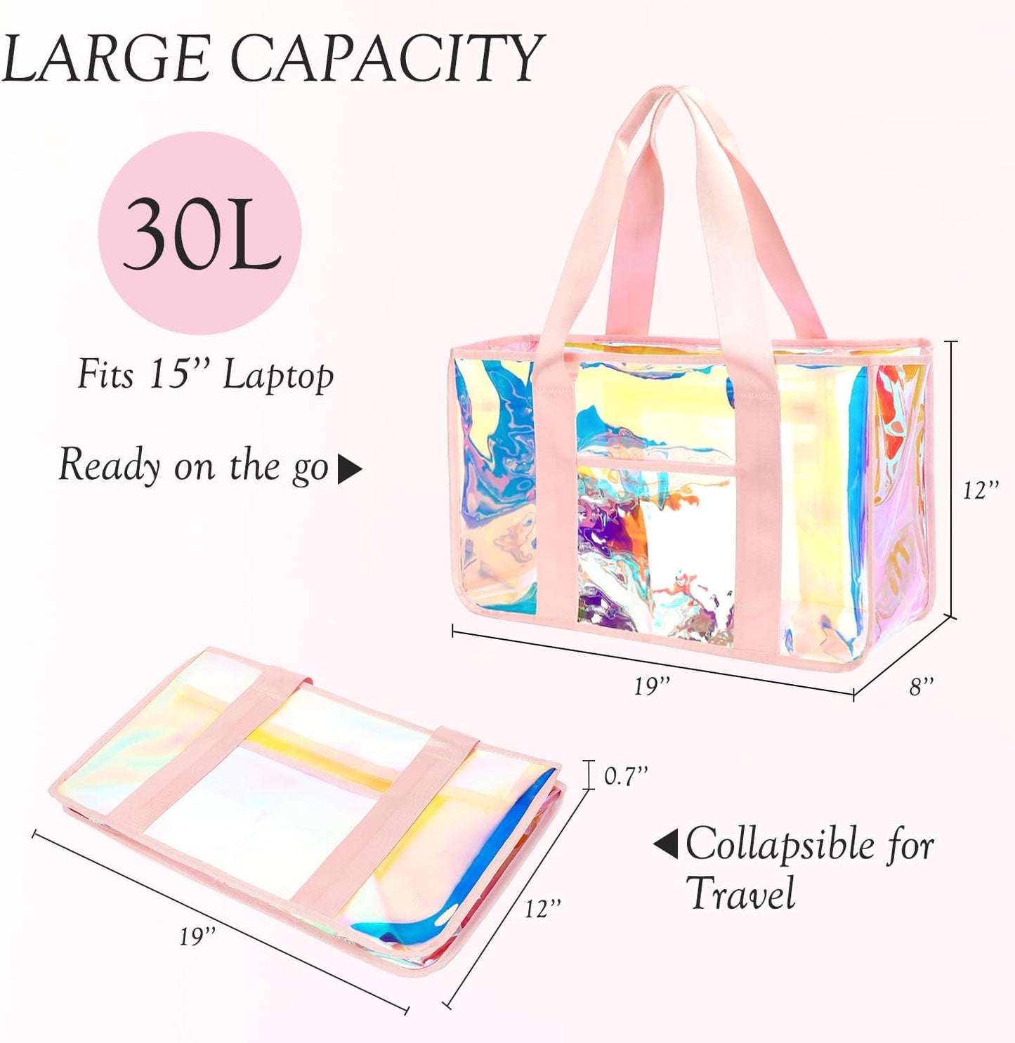 Fammart Iridescent Clear Beach Bags (Waterproof)