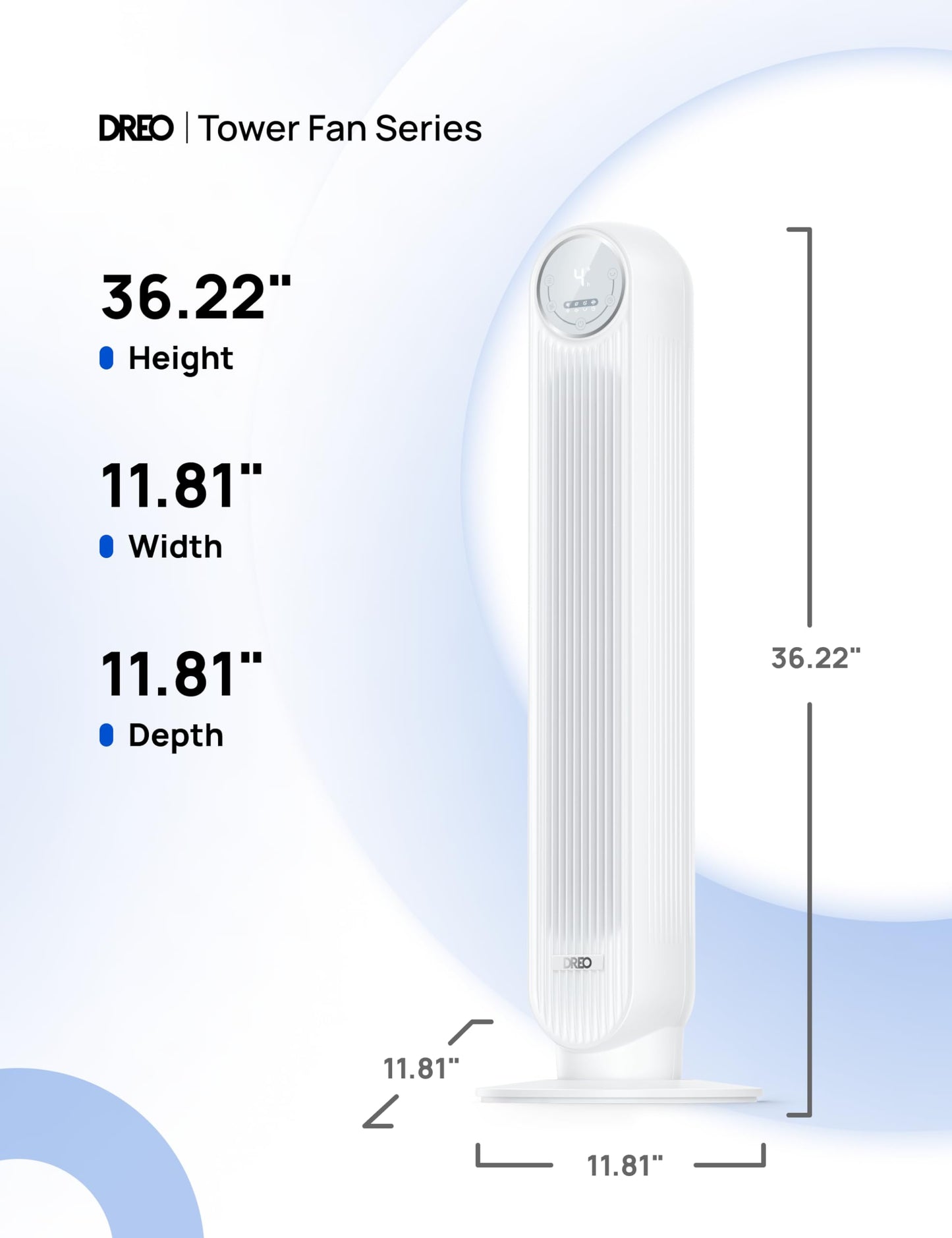 DREO Tower Fan for Bedroom, 2026 Upgraded DC Motor, 28ft/s High Velocity, 20dB Ultra Quiet Standing Fan, 8 Speeds 4 Modes, 90° Oscillating Bladeless Fan for Indoors, Floor Fans with Remote, Black
