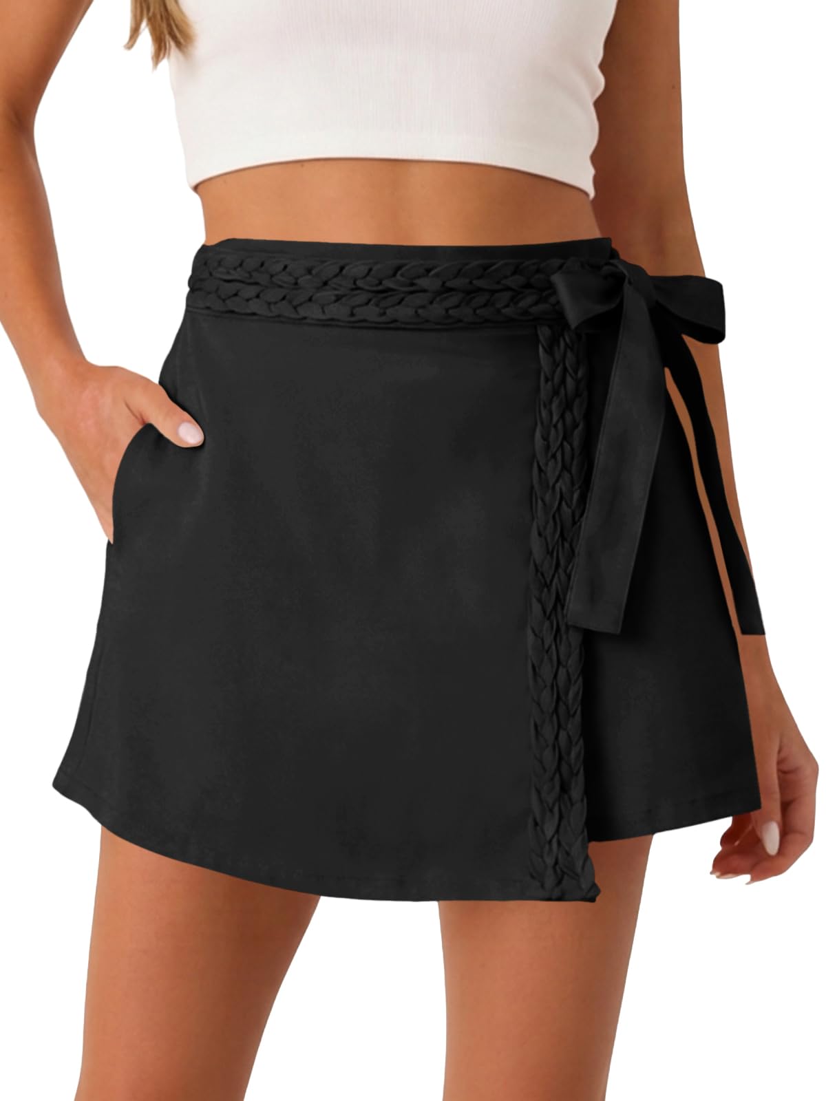 Tankaneo Womens Wrap Mini Skirt Skort