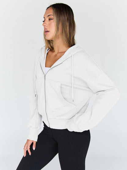 Trendy Queen Womens Zip Up Hoodie Lightweight Sweatshirt Drop Shoulder Casual Athletic Jacket