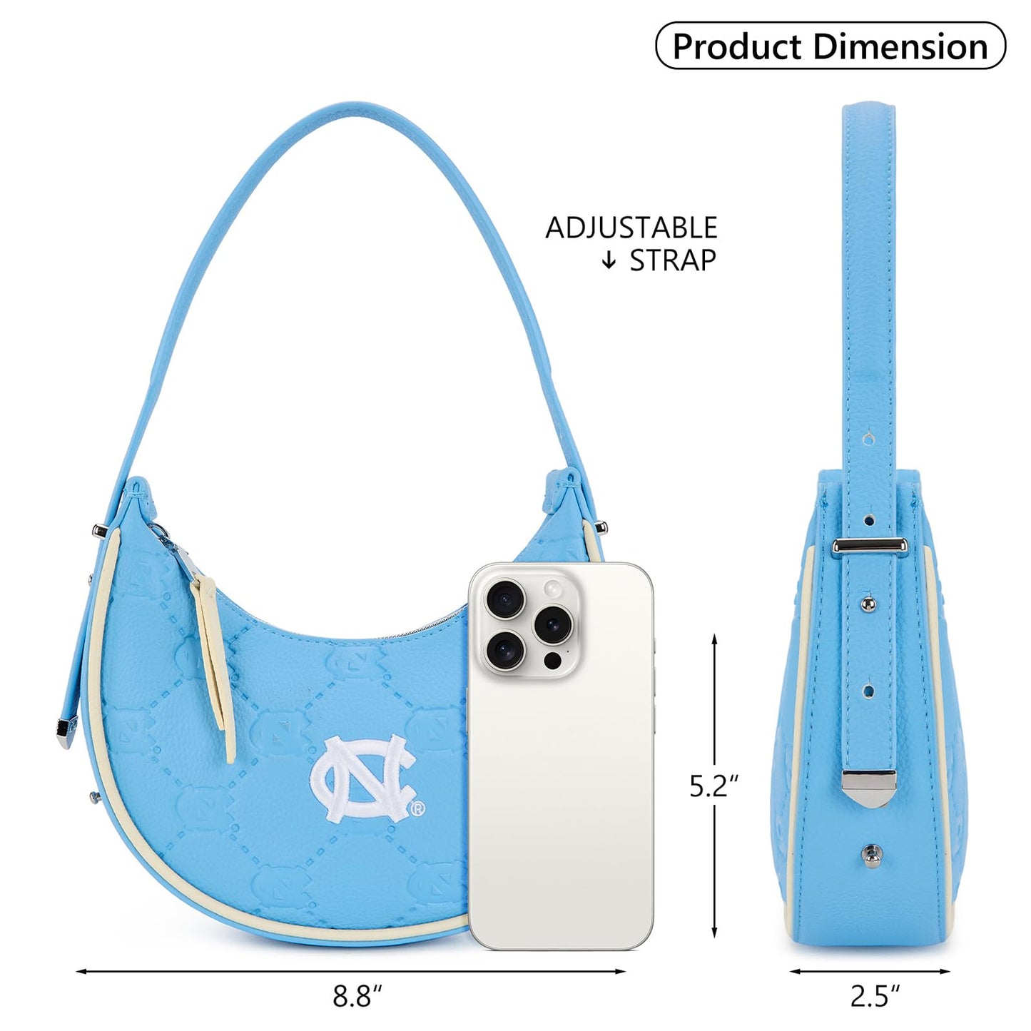 NCAA Crescent Shoulder Bag for Women, Half Moon Clutch Purses for Birthday/Graduation Gifts