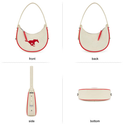 NCAA Crescent Shoulder Bag for Women, Half Moon Clutch Purses for Birthday/Graduation Gifts