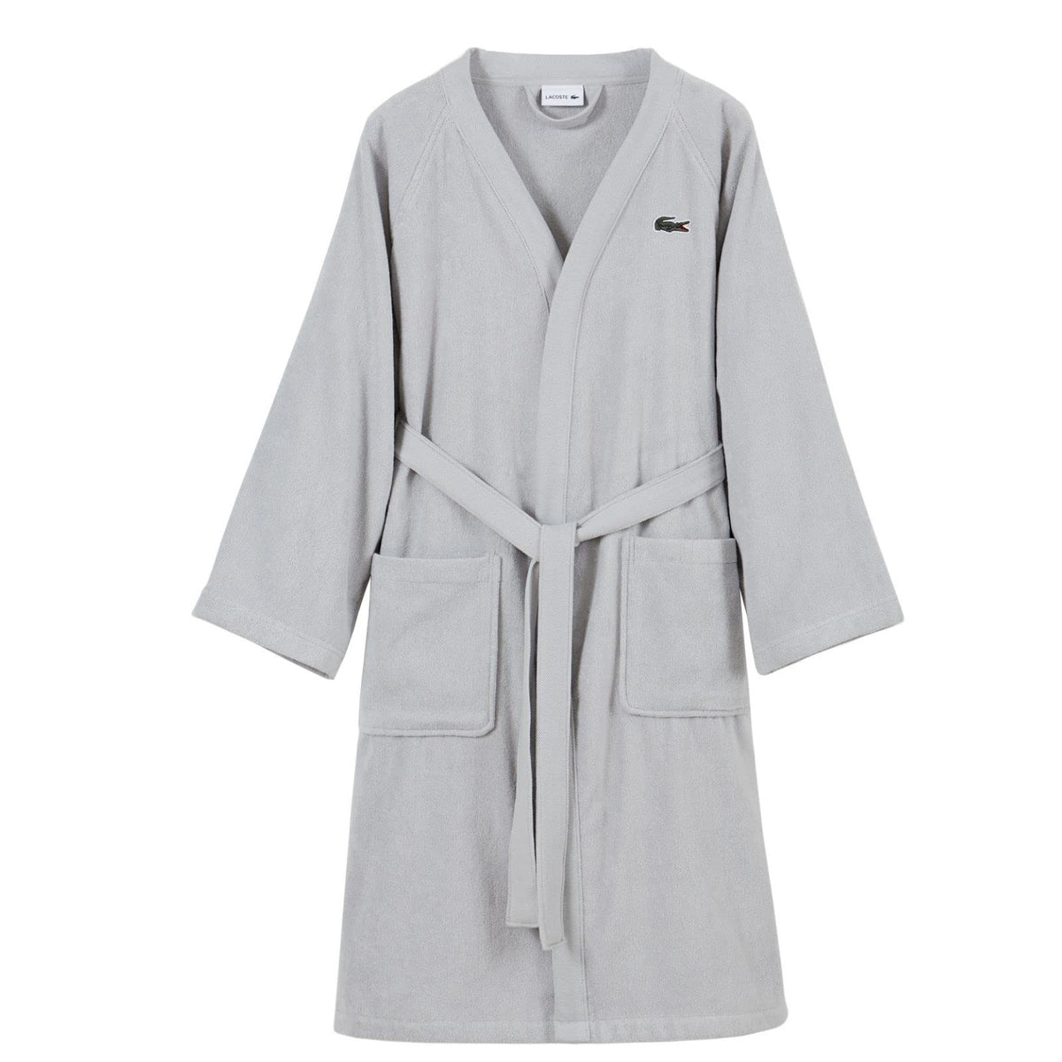 Lacoste Classic Pique Bath Robe, 100% Soft Cotton Terry, Unisex Adult Bathrobe, Absorbent & Quick Drying, One Size Fits Most